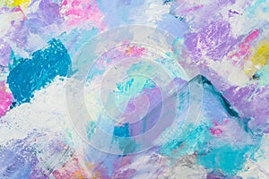 Blue Purple abstract hand painted canvas background, texture. Colorful textured backdrop