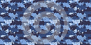 Blue Abstract Khaki Texture Camouflage With Graffiti Streetart Seamless Pattern Background Vector Illustration