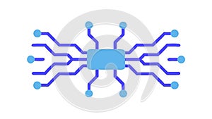 Blue Abstract Neural Network or Data Flow Icon, vector design Generative AI