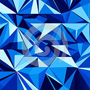 Blue abstract polygonal background. Triangular low poly style. AI generated