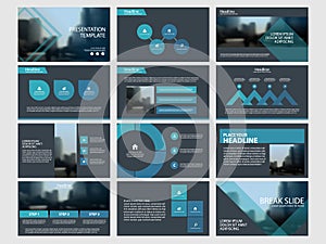 Blue Abstract presentation templates, Infographic elements template flat design set for annual report brochure flyer leaflet photo