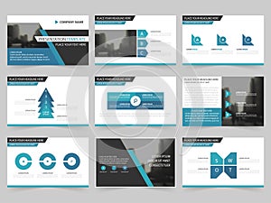 Blue Abstract presentation templates, Infographic elements template flat design set for annual report brochure flyer leaflet