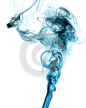 Blue Abstract smoke pattern on white