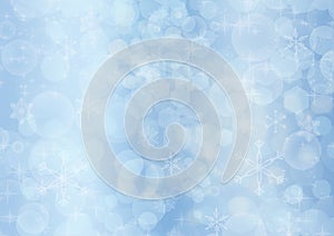 Blue abstract snow falling winter christmas holiday background