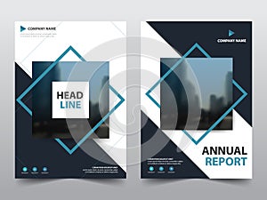 Blue abstract square annual report Brochure design template vector. Business Flyers infographic magazine poster.Abstract layout