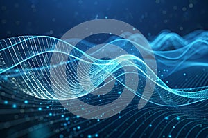 Blue abstract technology data wavy lines