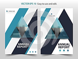 Blue abstract triangle annual report Brochure design template vector. Business Flyers infographic magazine poster.