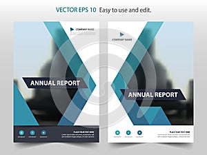 Blue abstract triangle annual report Brochure design template vector. Business Flyers infographic magazine poster.