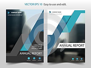 Blue abstract triangle annual report Brochure design template vector. Business Flyers infographic magazine poster.Abstract layout