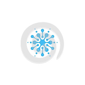 Blue abstract water drop icon. Isolated splash shape logo, unusual star sillhoutte symbol.