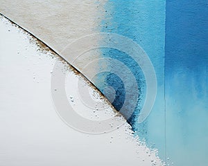 Blue Abstract watercolor beach and blue ocean. Fresh, cheerful and relaxing summer concept. Positive and healthy tones