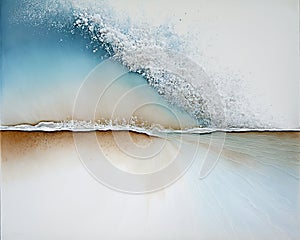 Blue Abstract watercolor beach and blue ocean. Fresh, cheerful and relaxing summer concept. Positive and healthy tones