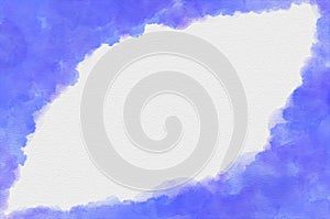 Blue Abstract Watercolor Oval Diagonal Frame on Paper Texture