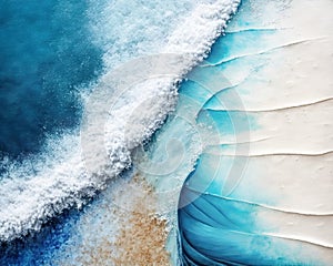 Blue Abstract watercolor waves ocean and beach for textures. Fresh, cheerful and relaxing summer concept. Positive tones