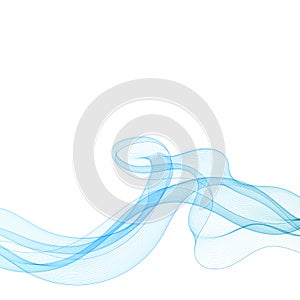 Blue abstract wave. Curves isolated on white background. Design element. Layout for advertising. eps 10