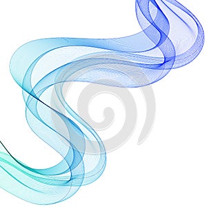 Blue abstract wave. Curves isolated on white background. Design element. Layout for advertising. eps 10