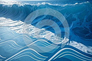 Blue abstract waves with shadows background