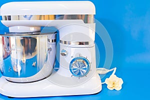 Blue Accented White Cake Mixer: Perfect Baking Companion