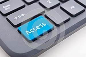 Blue access button on keyboard concept