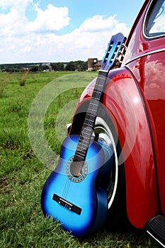 Blue acoustic guitar