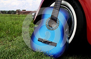 Blue acoustic guitar