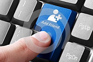 Blue add friend button on the keyboard