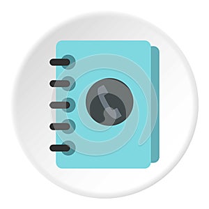 Blue address book icon circle