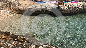 Blue adriatic sea in the bay, Rabac, istria, Croatia.