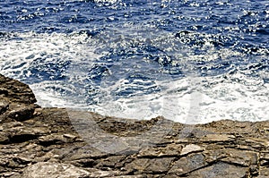 Blue aegean sea. Rocky coast