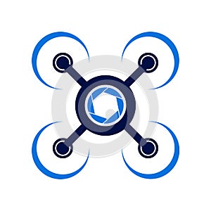 Blue Aero Flying Drone Symbol Logo Design
