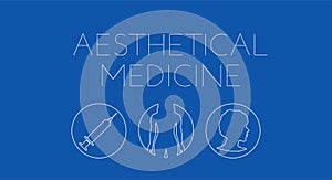 Blue Aesthetical Medicine Background Illustration with Outline Icons photo