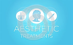 Blue Aesthetics Treatments Illustration Background for Dermatology, Plastic Surgeries and Face Lifting