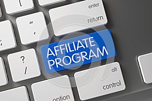 Blue Affiliate Program Key on Keyboard. 3D.