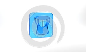 Blue African darbuka drum icon isolated on grey background. Musical instrument. Glass square button. 3d illustration 3D