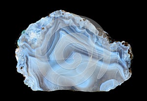 Blue agate on a black background