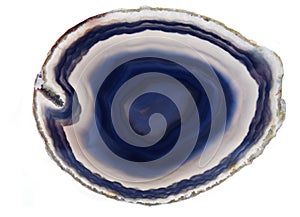 Blue agate chalcedony geological crystal