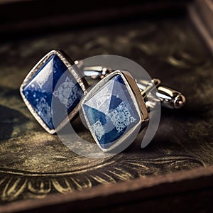 Blue Agate Pattern Sterling Silver Cufflink - Nikon D750 Style