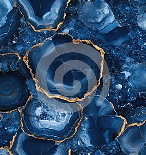 Blue agate stone gold texture background