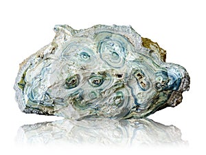 Blue agate stone isolated on white background.