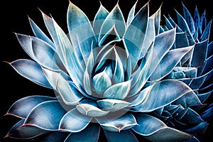 blue agave cactus close-up. Generative AI, Generative, AI