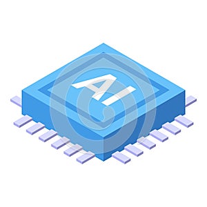 Blue ai microchip representing artificial intelligence technology