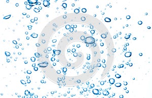 Blue Air Bubbles in Clear Water Abstract Background