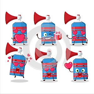 Blue air horn cartoon character with love cute emoticon