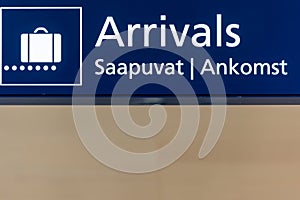 Airport arrivals board in Finland
