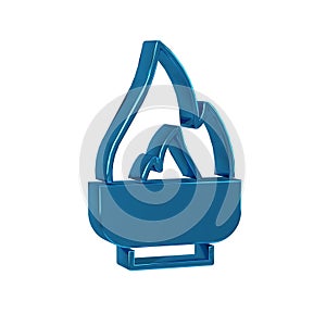 Blue Alcohol or spirit burner icon isolated on transparent background. Chemical equipment.