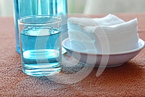 Blue alcohol for wash wound in glass and clean white cotton