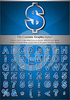 Blue Alphabet with Silver Emboss Stroke