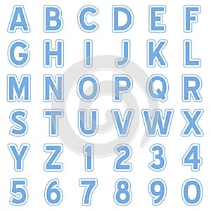 Blue Alphabet Stickers Icons