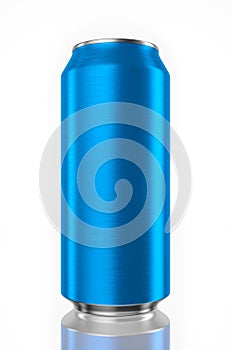 Blue aluminum can isolated with clipping path on white background, 3d rendering