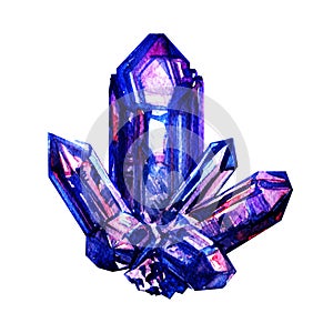 Blue amethyst crystal isolated